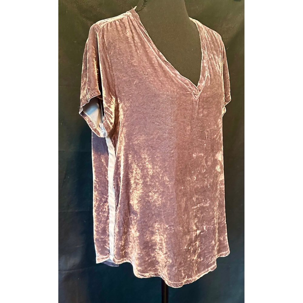 Bella Dahl Womens Mauve Purple Silk Blend Crushed Velvet V-Neck Top B4326-707 S